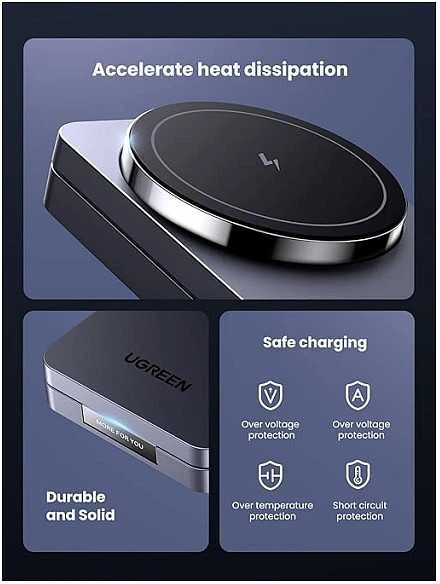 Įkroviklis indukcinė 2w1 Ugreen W528 do iPhone, AirPods, 20W (pilka)