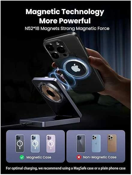 Įkroviklis indukcinė 2w1 Ugreen W528 do iPhone, AirPods, 20W (pilka)