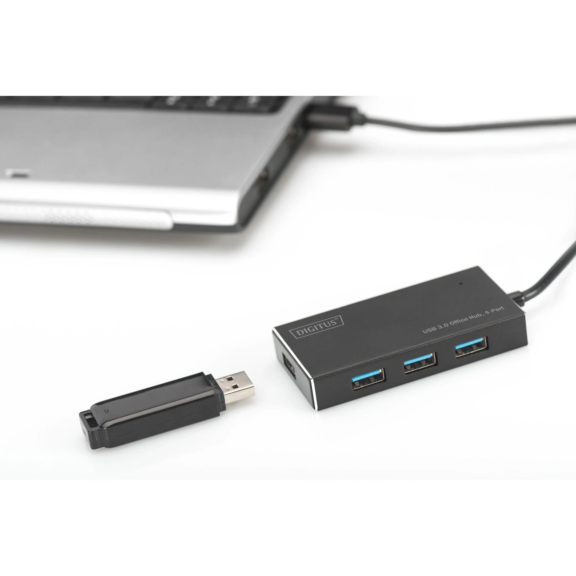 Assmann Electronic DIGITUS USB 3.0 Hub 4 prievadų Įsk. 5V/2A maitinimo šaltinis Aliuminio korpusas