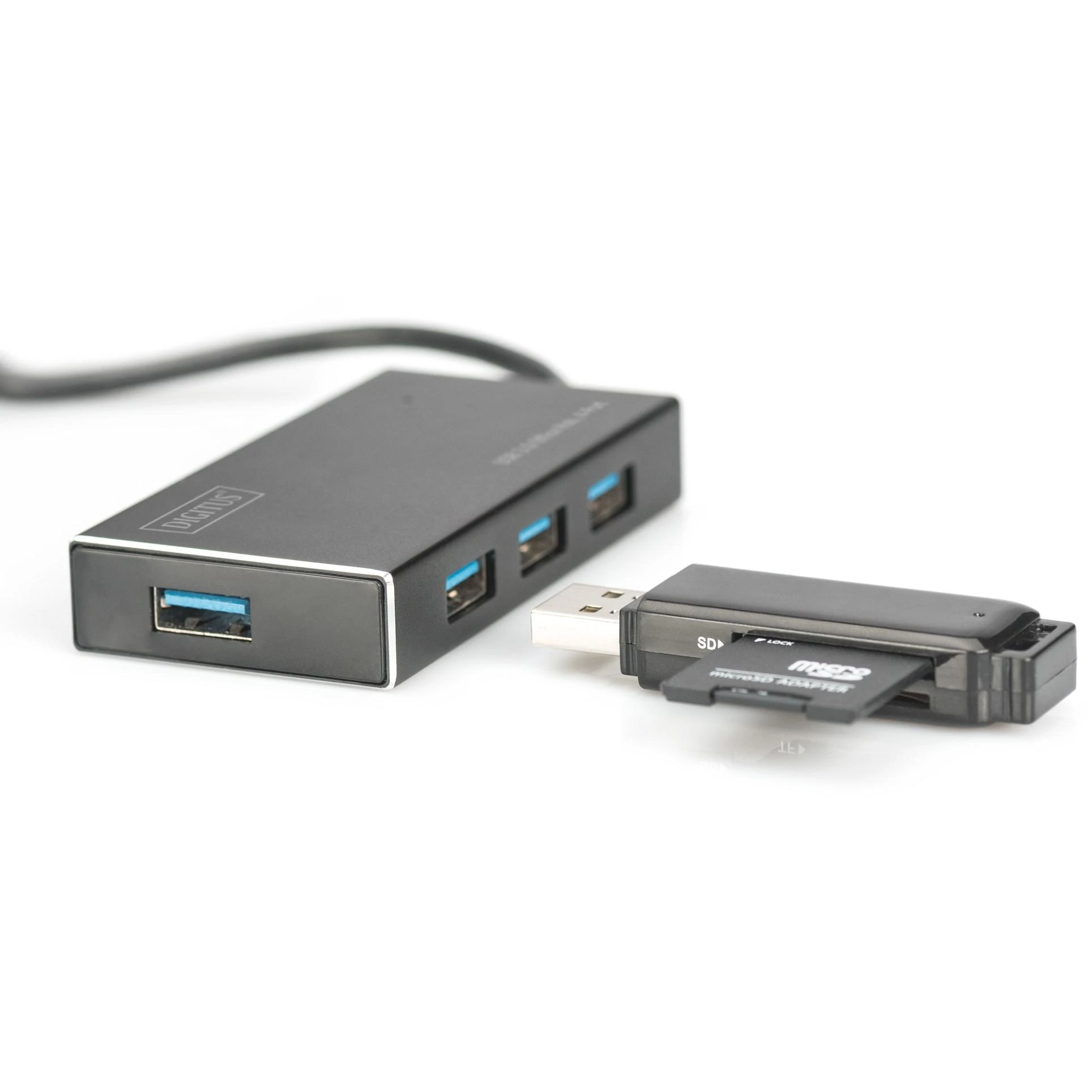 Assmann Electronic DIGITUS USB 3.0 Hub 4 prievadų Įsk. 5V/2A maitinimo šaltinis Aliuminio korpusas