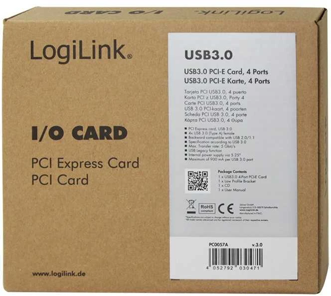 Išplėtimo plokštė Logilink PC0057A-Card PCI-Express 4xUSB3.0