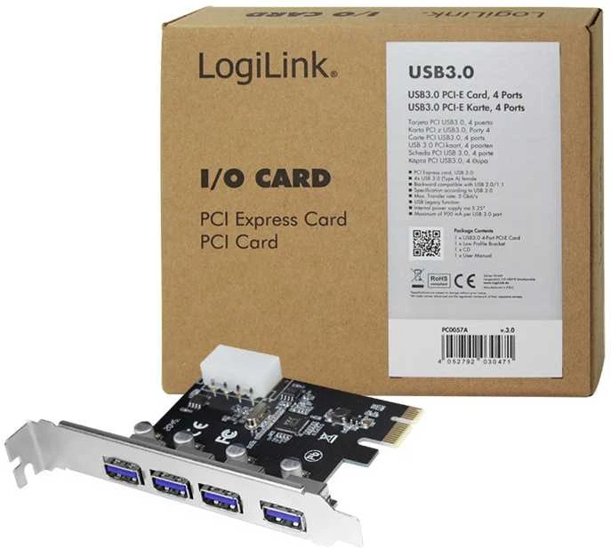 Išplėtimo plokštė Logilink PC0057A-Card PCI-Express 4xUSB3.0