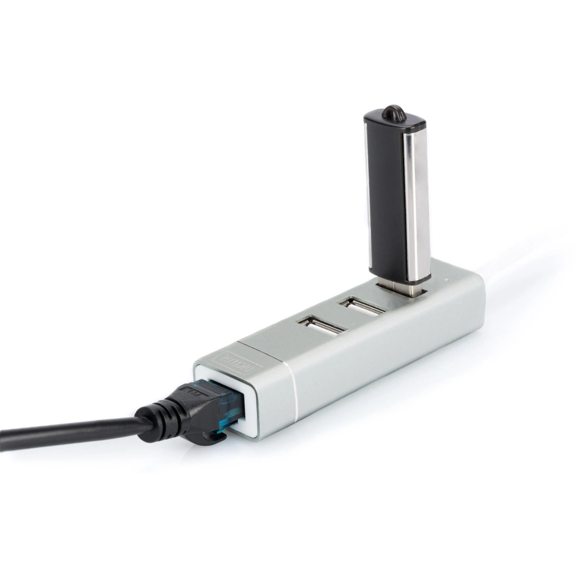 Assmann Electronic DIGITUS USB 2.0 3 prievadų šakotuvas + greitas Ethernet LAN adapteris su C tipo jungtimi