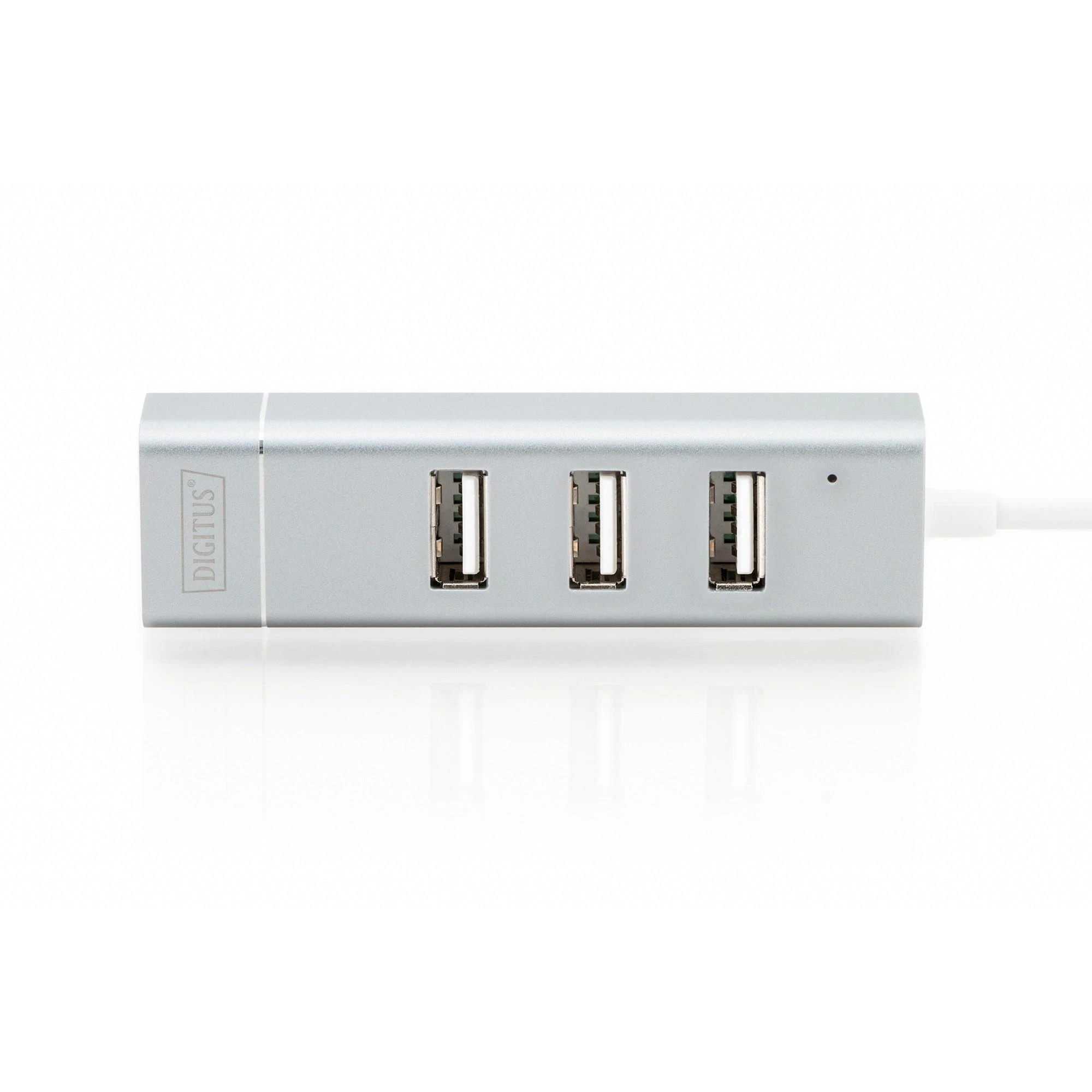 Assmann Electronic DIGITUS USB 2.0 3 prievadų šakotuvas + greitas Ethernet LAN adapteris su C tipo jungtimi