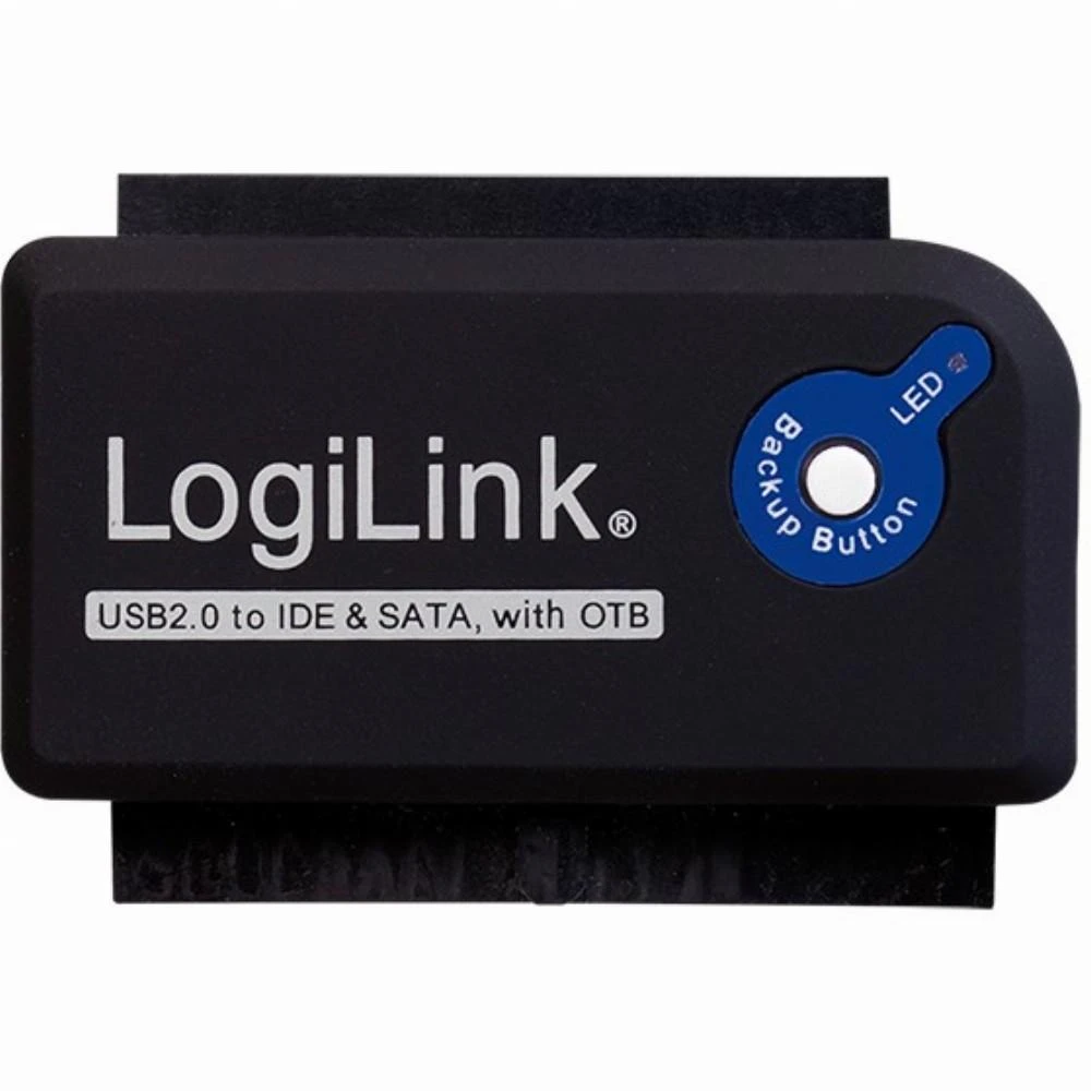 LogiLink Adapteris USB 2.0 iki 2.5 + 3.5 col. IDE + SATA HDD OTB - Juodas - 1xUSB A vyriškas 1x40 kontaktų SATA moteriškas 1x44 kontaktų SATA moteriškas