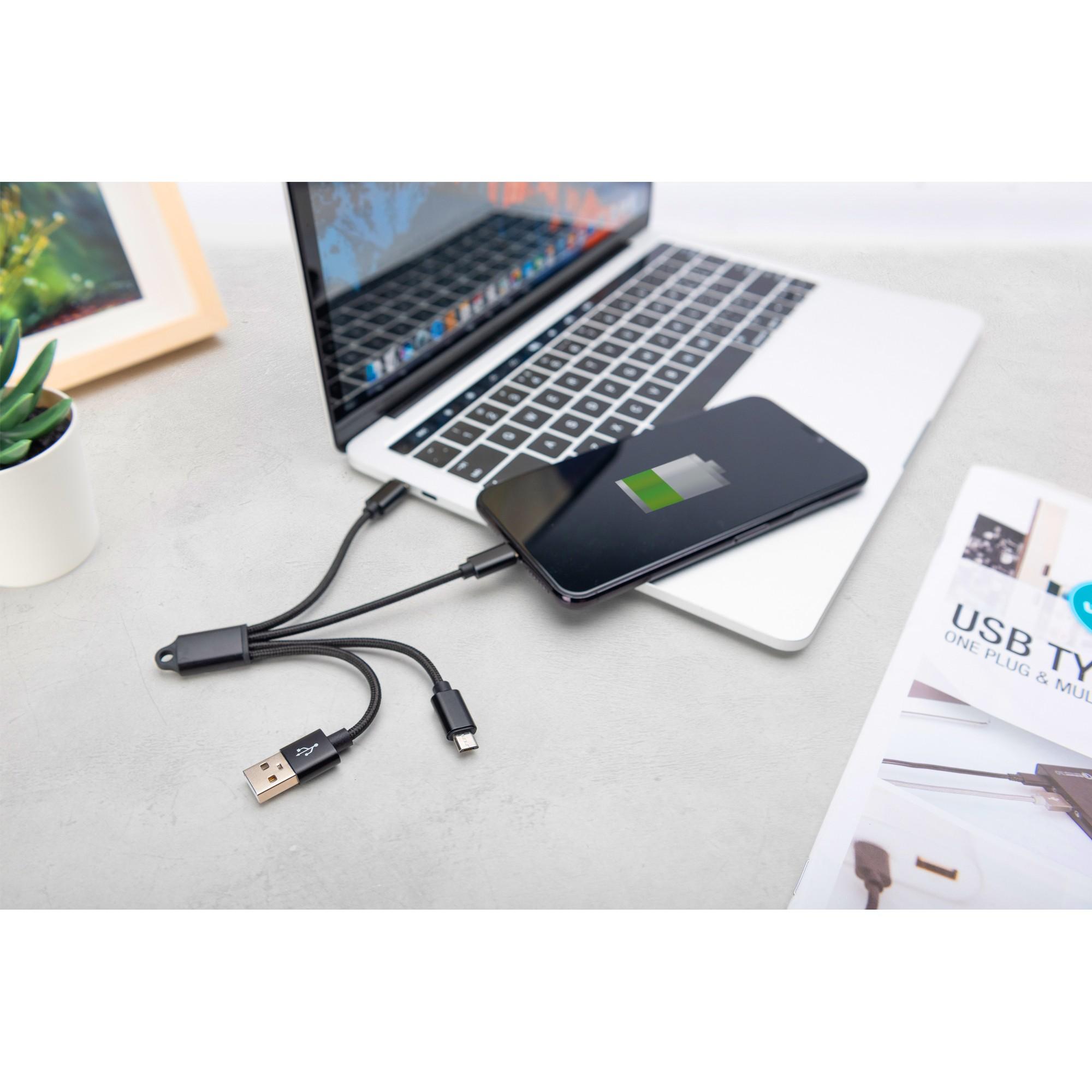 DIGITUS 3-in-1 kabelis USB-A + Lightning + Micro USB + USB-C