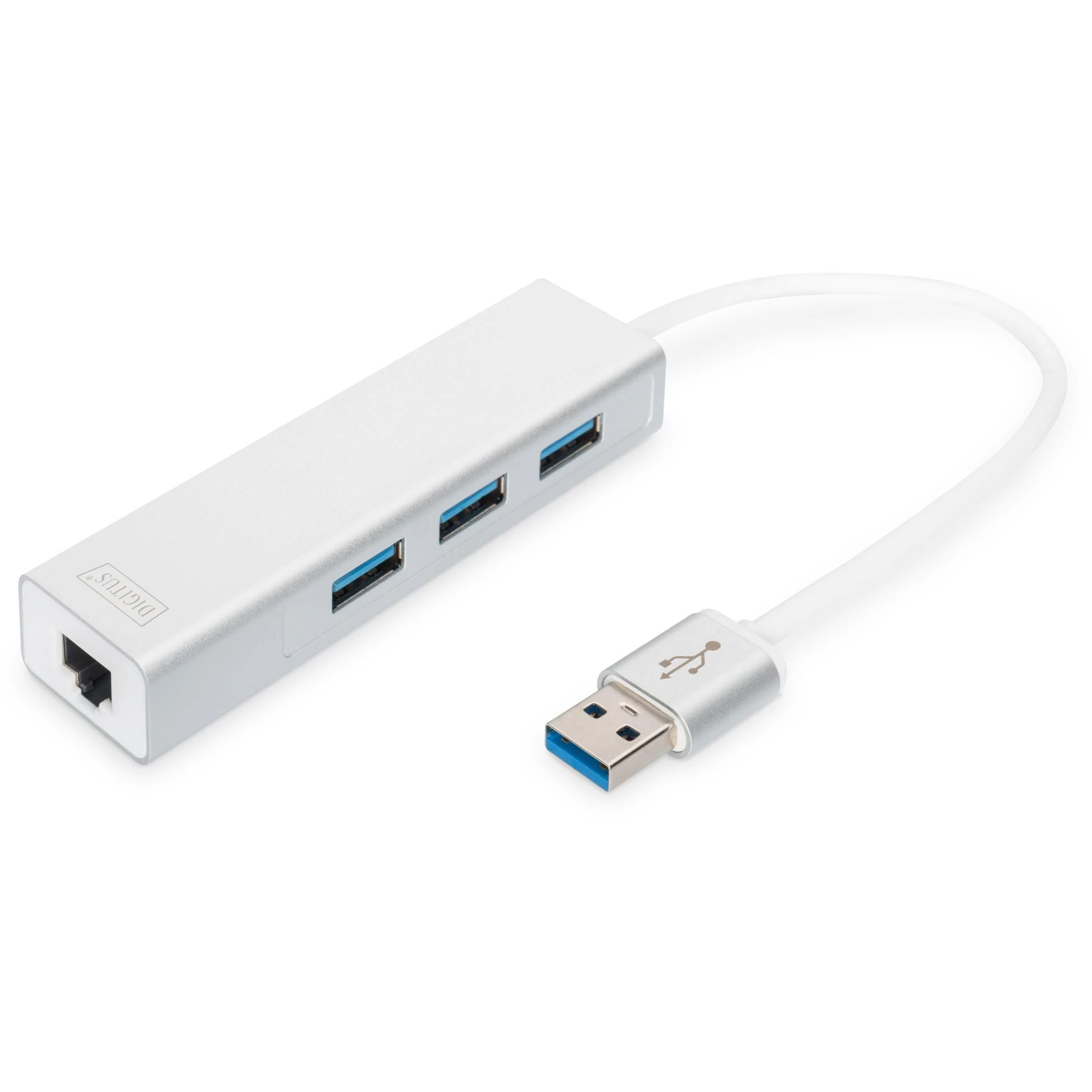 Assmann Electronic DIGITUS USB3.0 3 prievadų HUB & GLAN adapteriai 3xUSB A/F 1xUSB A/M 1xRJ45 LAN