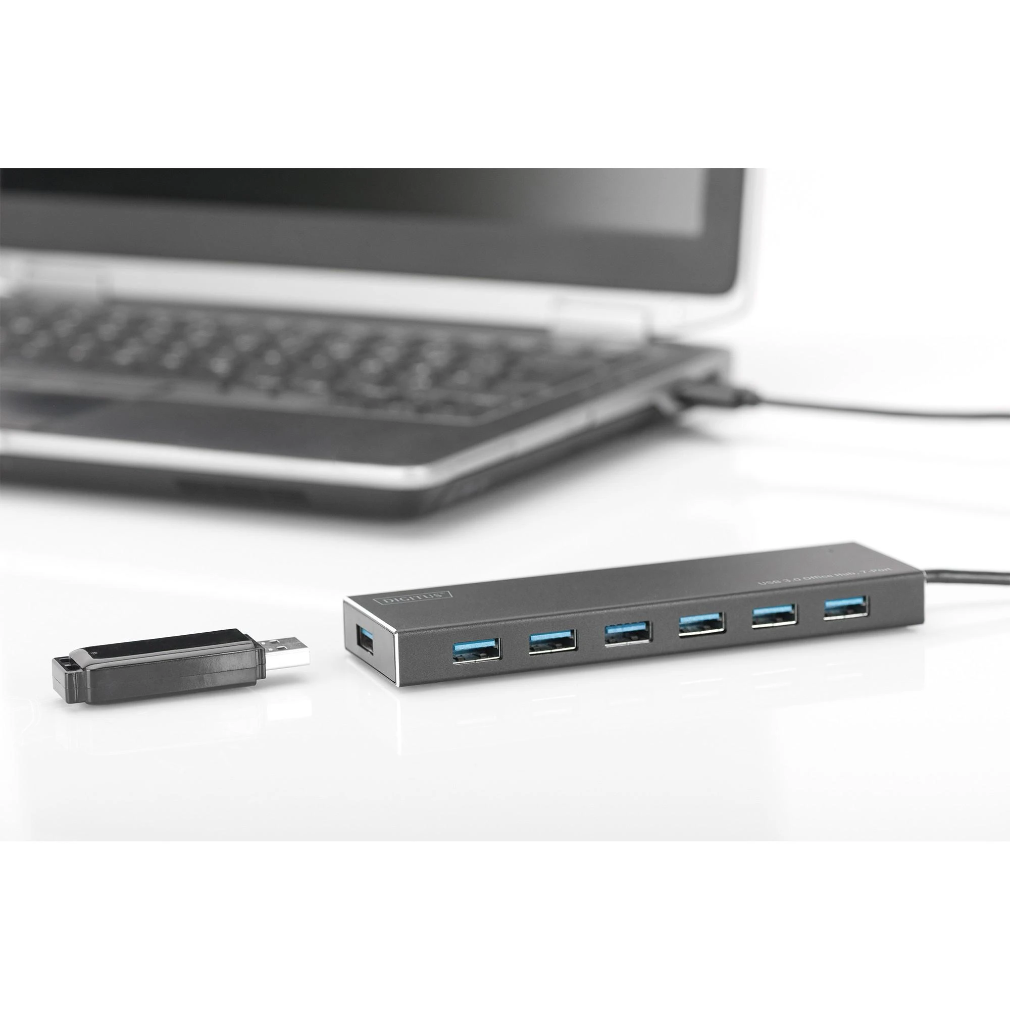 Assmann Electronic DIGITUS Hub 7 prievadų USB 3.0 SuperSpeed, maitinimo šaltinis, HQ aliuminis