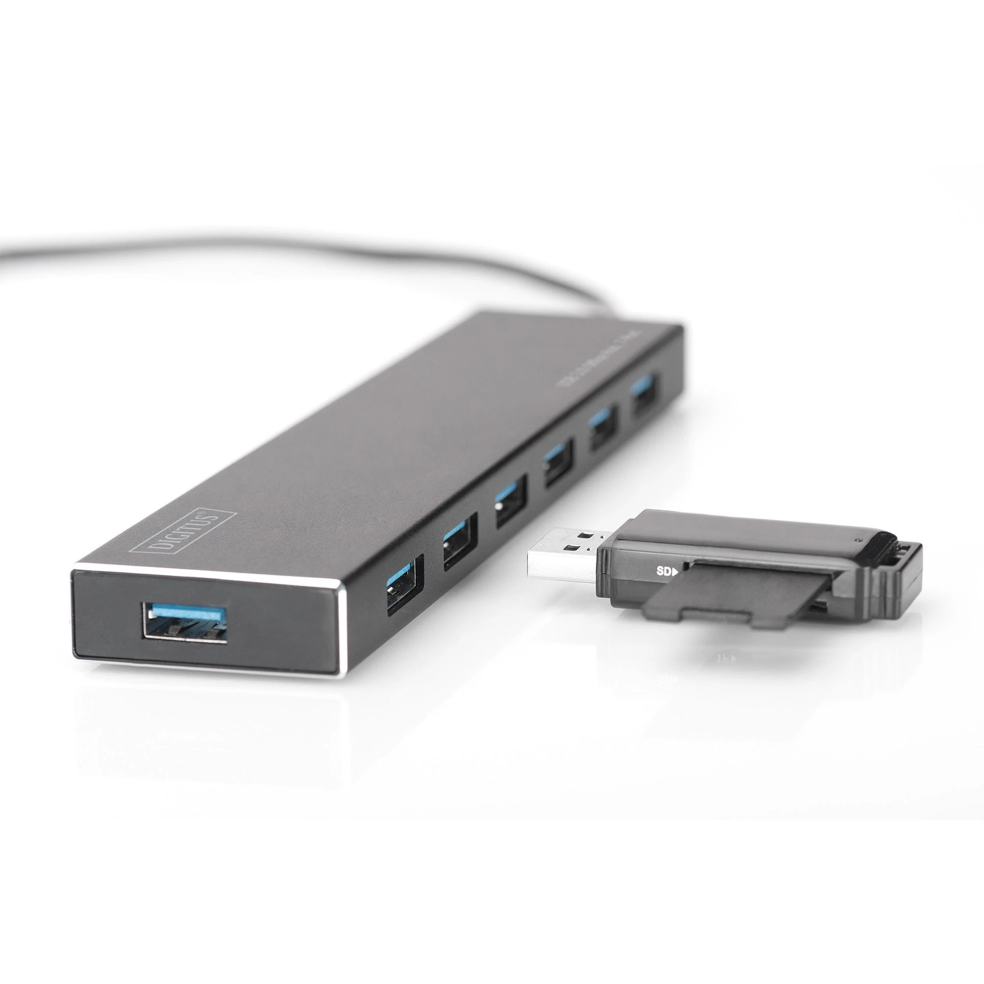Assmann Electronic DIGITUS Hub 7 prievadų USB 3.0 SuperSpeed, maitinimo šaltinis, HQ aliuminis