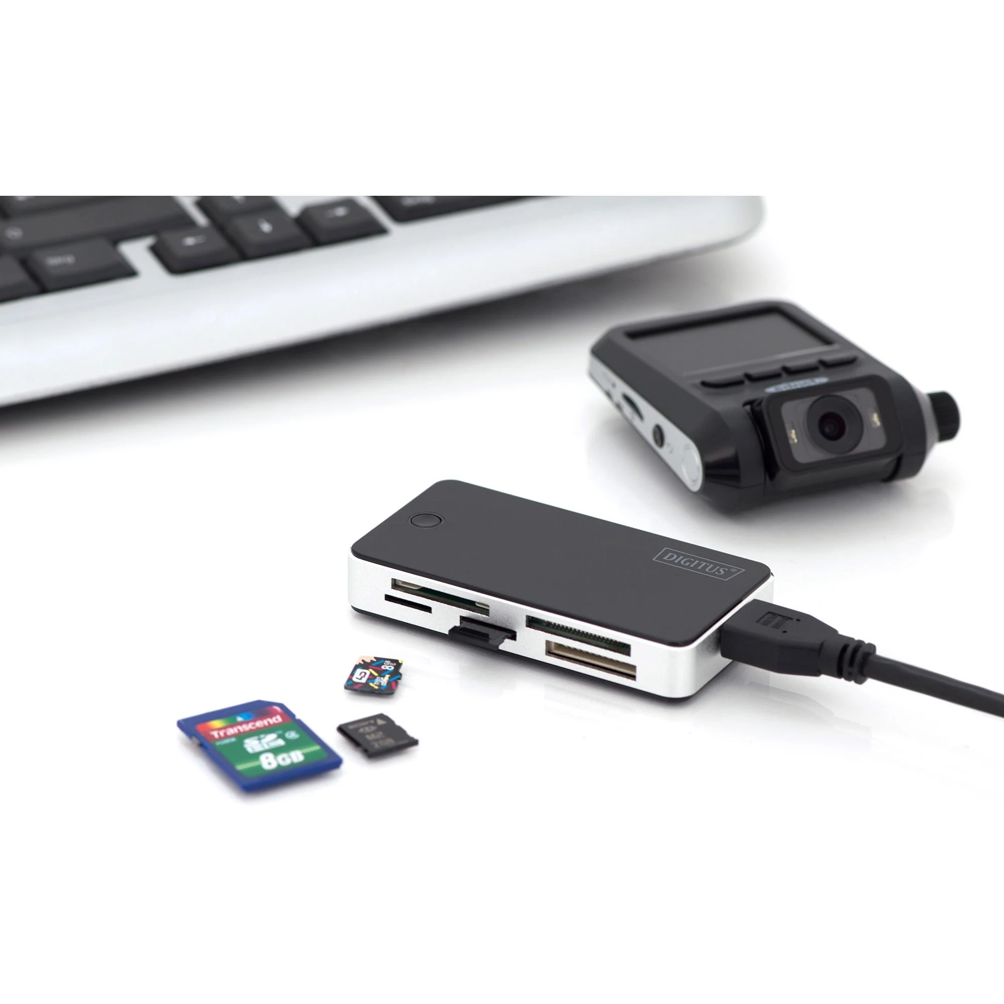 Assmann Electronic DIGITUS USB 3.0 kortelių skaitytuvo palaikymas MS/SD/SDHC/MiniSD/M2/CF/MD/SDXC kortelės 1M USB A jungties laidas
