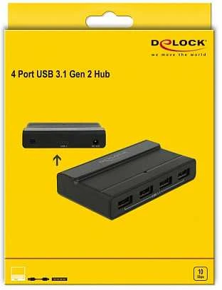 Delock išorinis USB 3.1 4 prievadų šakotuvas su 10 Gbps