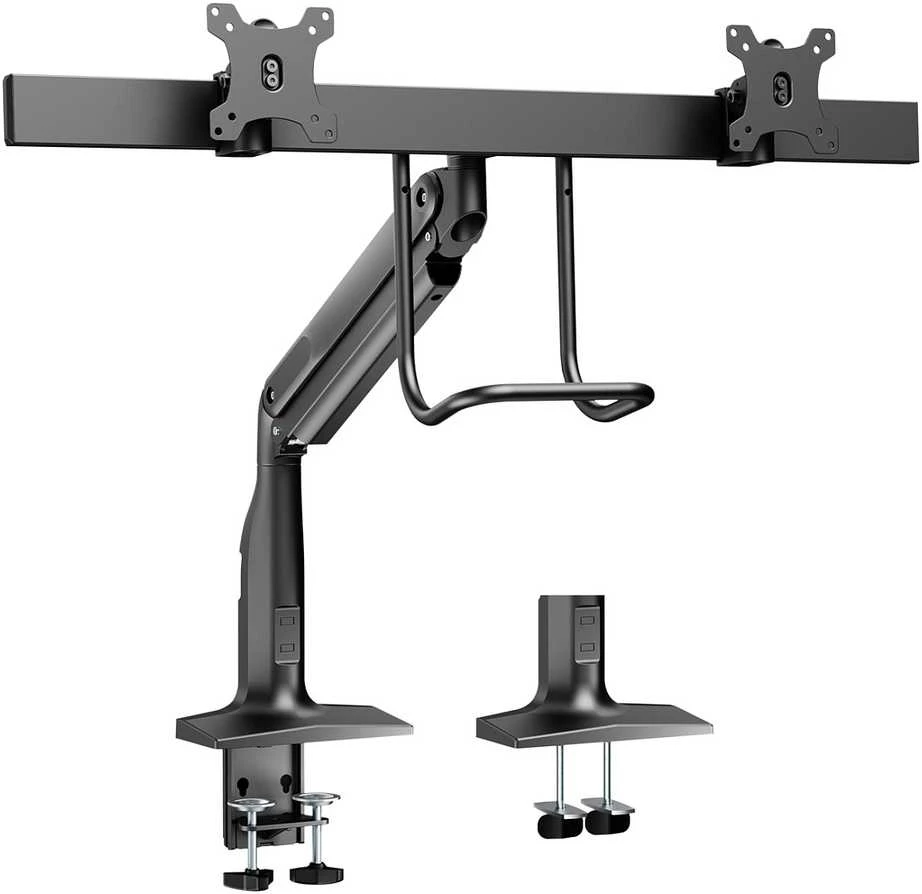 Laikiklis V7 DUAL MONITORIUS GAS SPRING MOUNT/ERGO CROSSBAR HANDLE FULL MOTION
