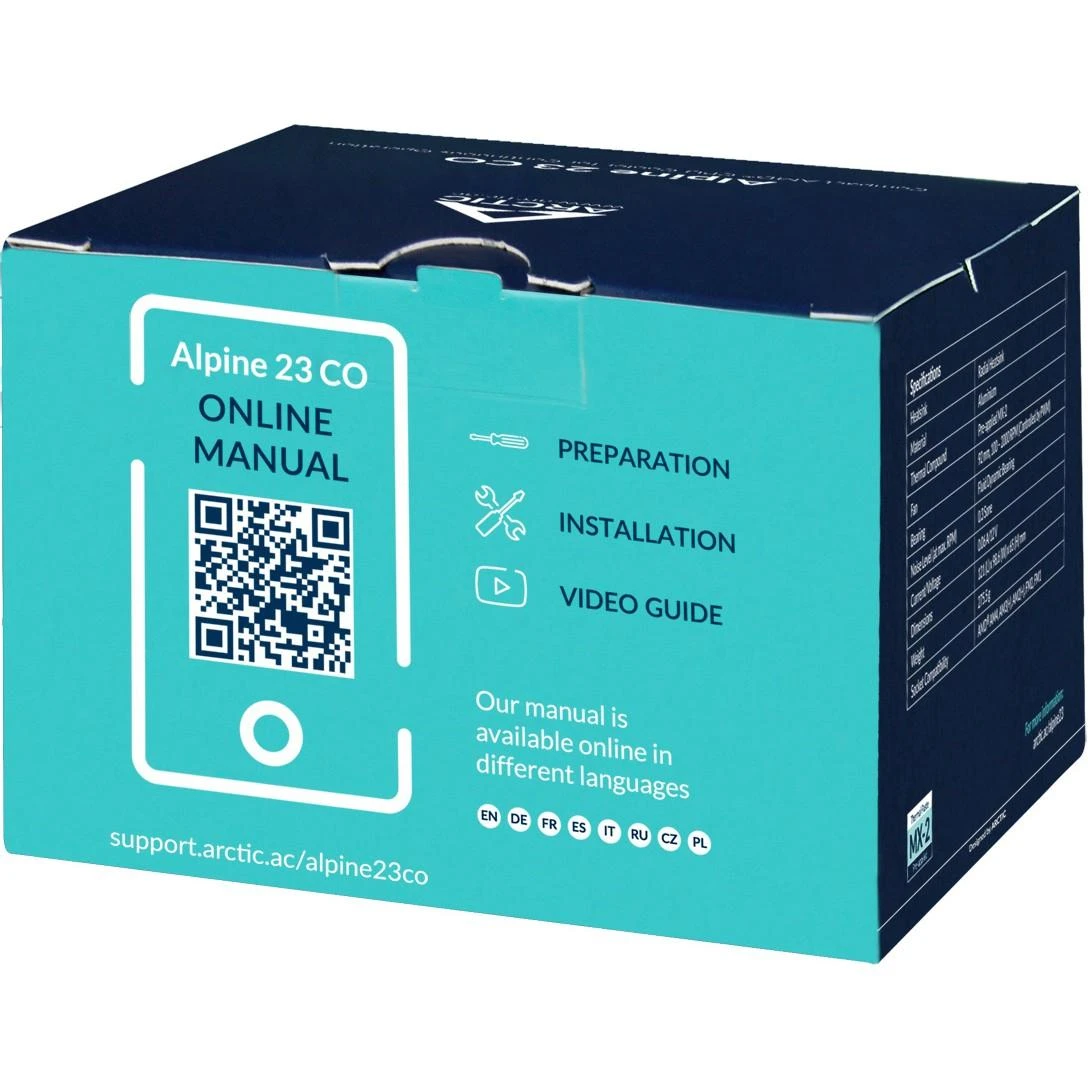 ARCTIC Alpine 23 CO procesoriaus aušintuvas, AM5, AM4