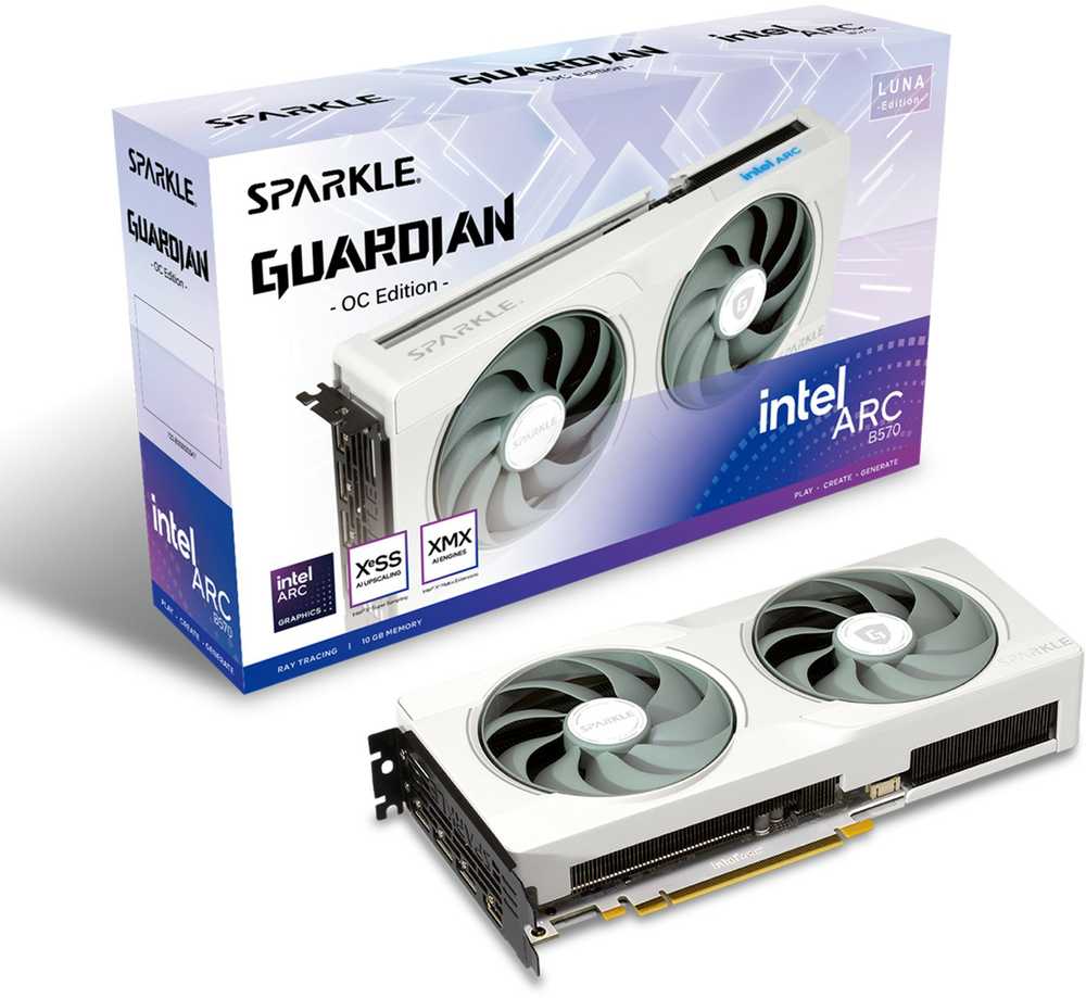 Vaizdo plokštė Sparkle Intel Arc B570 GUARDIAN OC 10 GB GDDR6 Luna Edition