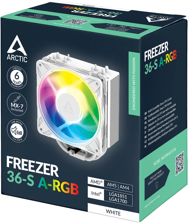 „Arctic Cooler 36-S A-RGB“ procesoriaus aušintuvas, baltas