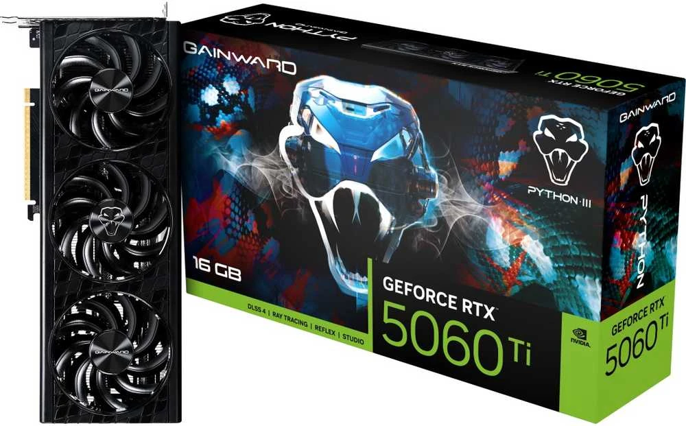 Vaizdo plokštė „Gainward GeForce RTX 5060 Ti Python III“ su 16384 MB GDDR7 atmintimi