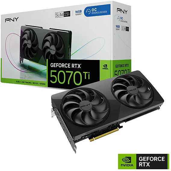 Vaizdo plokštė PNY GeForce RTX 5070 Ti Slim OC 12GB GDDR7 DLSS4 (VCG5070T16DFSXPB1-O)