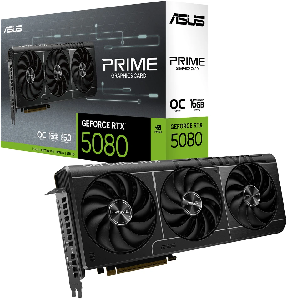 Vaizdo plokštė ASUS Prime GeForce RTX 5080 EVO OC Grafikos plokštė, 16384 MB GDDR7