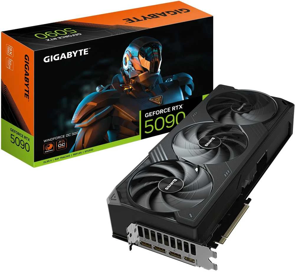 Vaizdo plokštė „Gigabyte GeForce RTX 5090 WINDFORCE OC 32G“ | NVIDIA | 32 GB | „GeForce RTX 5090“ | GDDR7 | HDMI jungčių kiekis: 1 | PCI-E 5.0