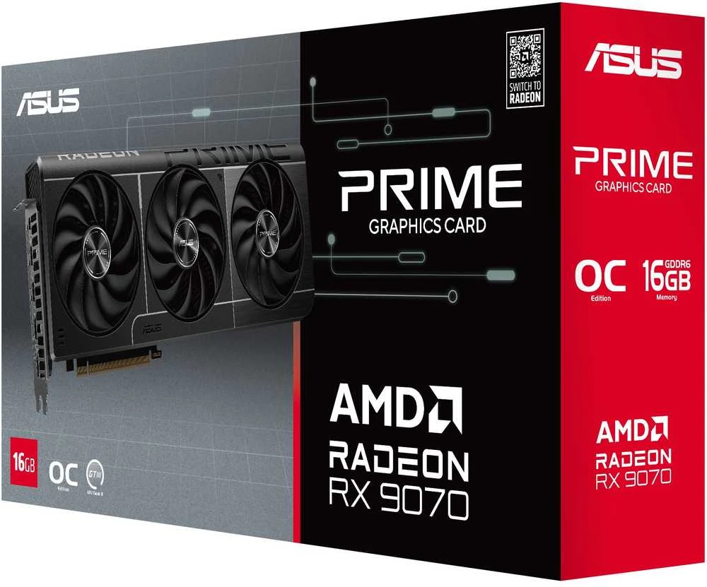Vaizdo plokštė Nezatříděno ASUS Prime Radeon RX 9070 EVO OC Edition, 16384 MB GDDR6