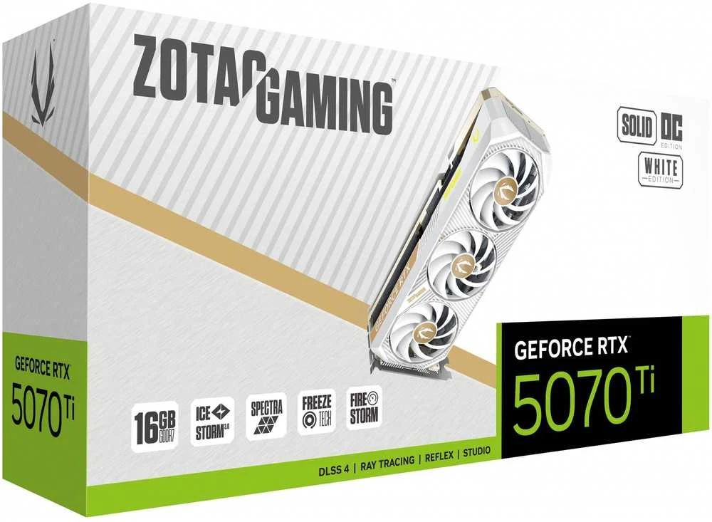 ZOTAC Žaidimų vaizdo plokštė „GeForce RTX 5070Ti The Solid Core OC“ su „NVIDIA“ 16 GB GDDR7 atmintimi