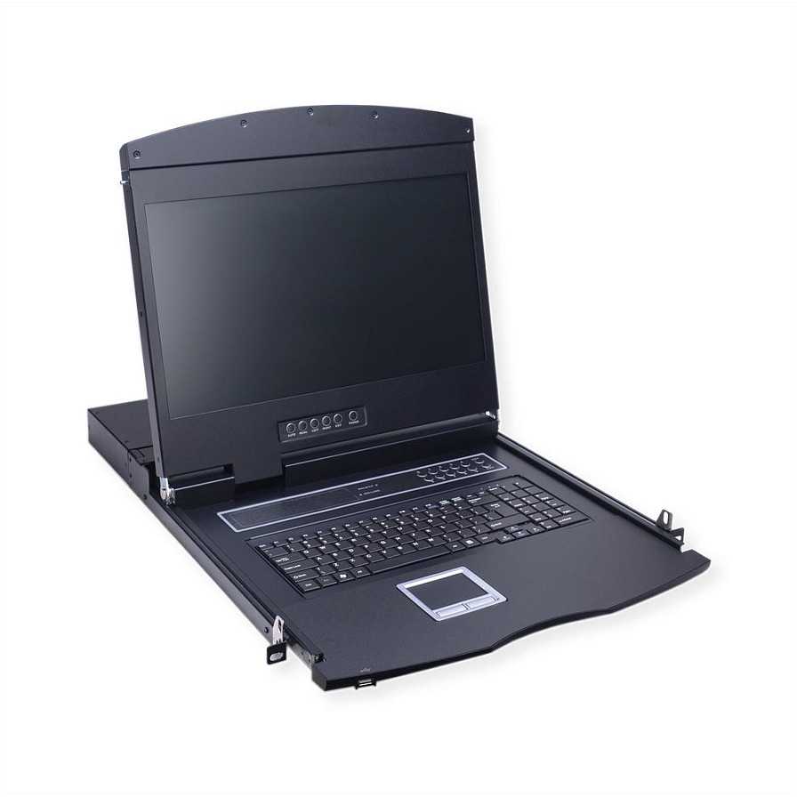 Przełącznik Value Przełącznik KVM 19, 8 portów, 48 cm (19) TFT (16:9), VGA, USB, niemiecka klaviatūra