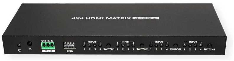 Dėklas Value Przełącznik matrycowy VALUE HDMI, 4x4, 4K60Hz, su pultu zdalnego sterowania
