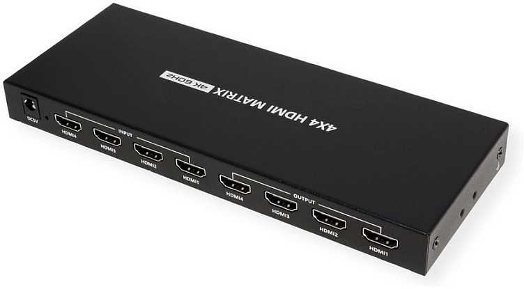 Dėklas Value Przełącznik matrycowy VALUE HDMI, 4x4, 4K60Hz, su pultu zdalnego sterowania