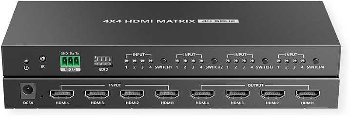 Dėklas Value Przełącznik matrycowy VALUE HDMI, 4x4, 4K60Hz, su pultu zdalnego sterowania