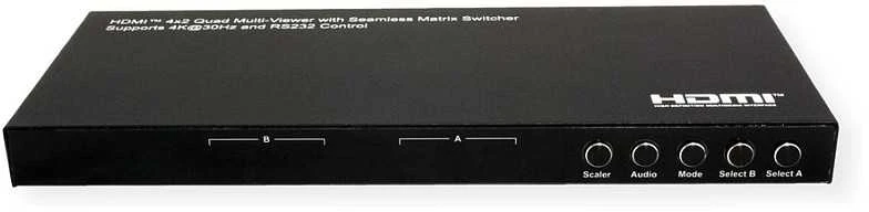 VALUE Matrica HDMI, 4x2, 4K30Hz, QUAD Multi-Viewer, sklandus perjungimas