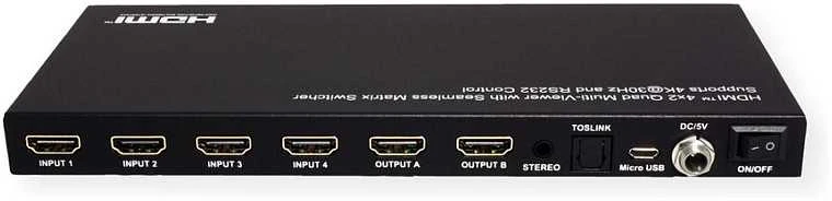 VALUE Matrica HDMI, 4x2, 4K30Hz, QUAD Multi-Viewer, sklandus perjungimas