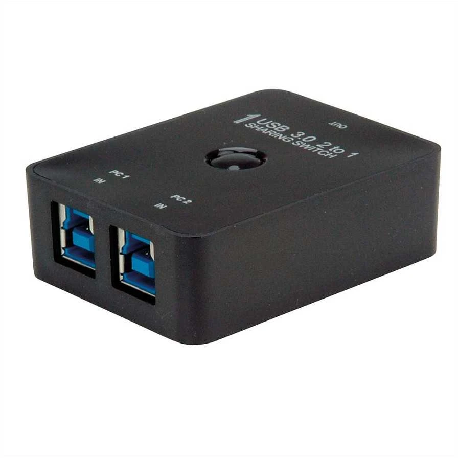 Juodas 2-port USB 3.0 perjungimo įrenginys