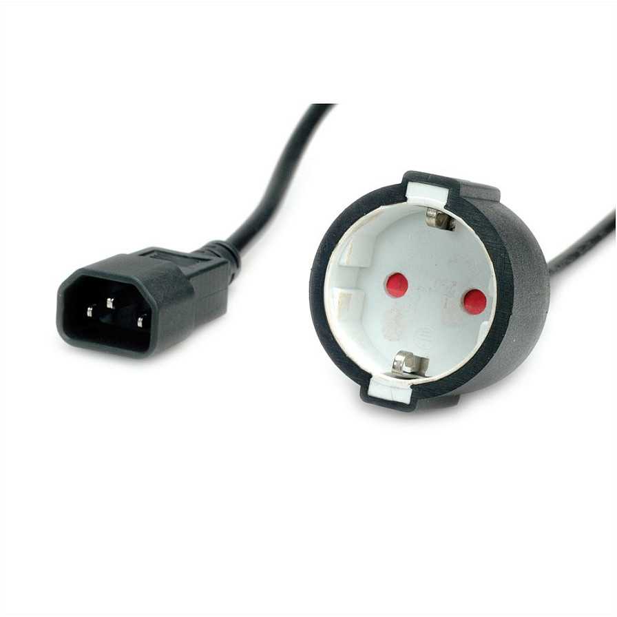 „Value Power Cable VALUE“ maitinimo kabelis, C14 iki „Schuko“ jungties, juodas, 0,3 m