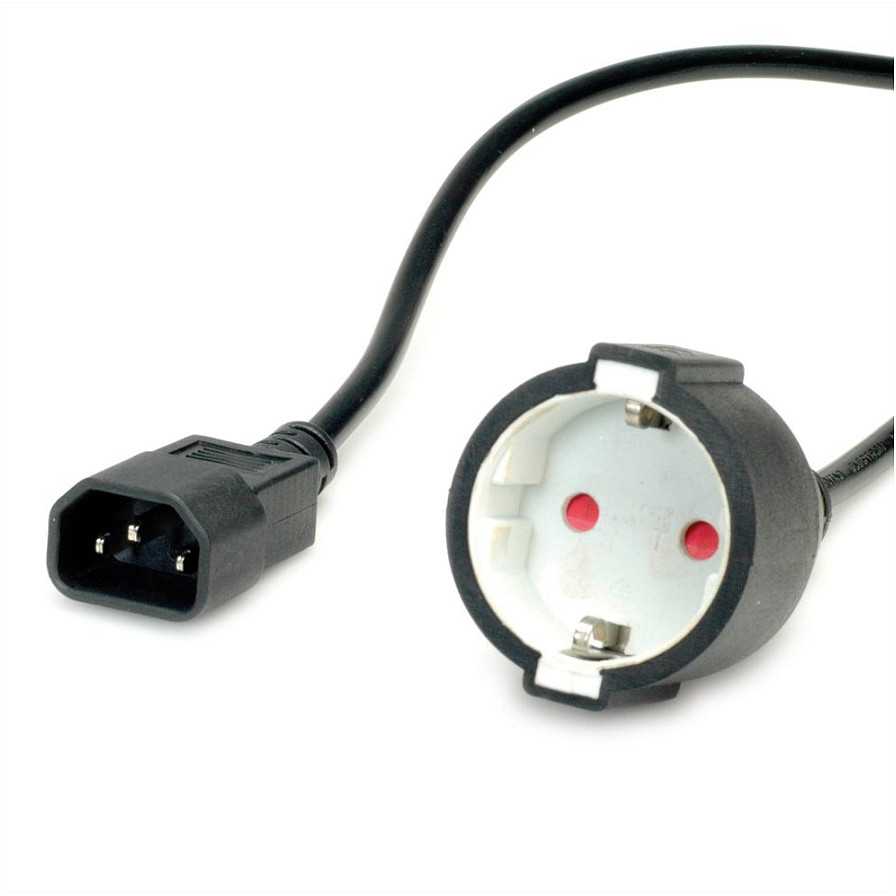 „Value Power Cable VALUE“ maitinimo kabelis, C14 iki „Schuko“ jungties, juodas, 0,3 m