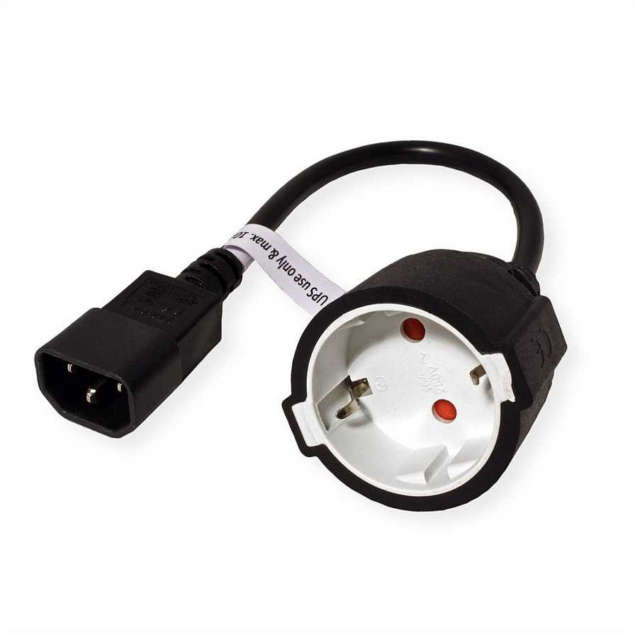 „Value Power Cable VALUE“ maitinimo kabelis, C14 iki „Schuko“ jungties, juodas, 0,3 m