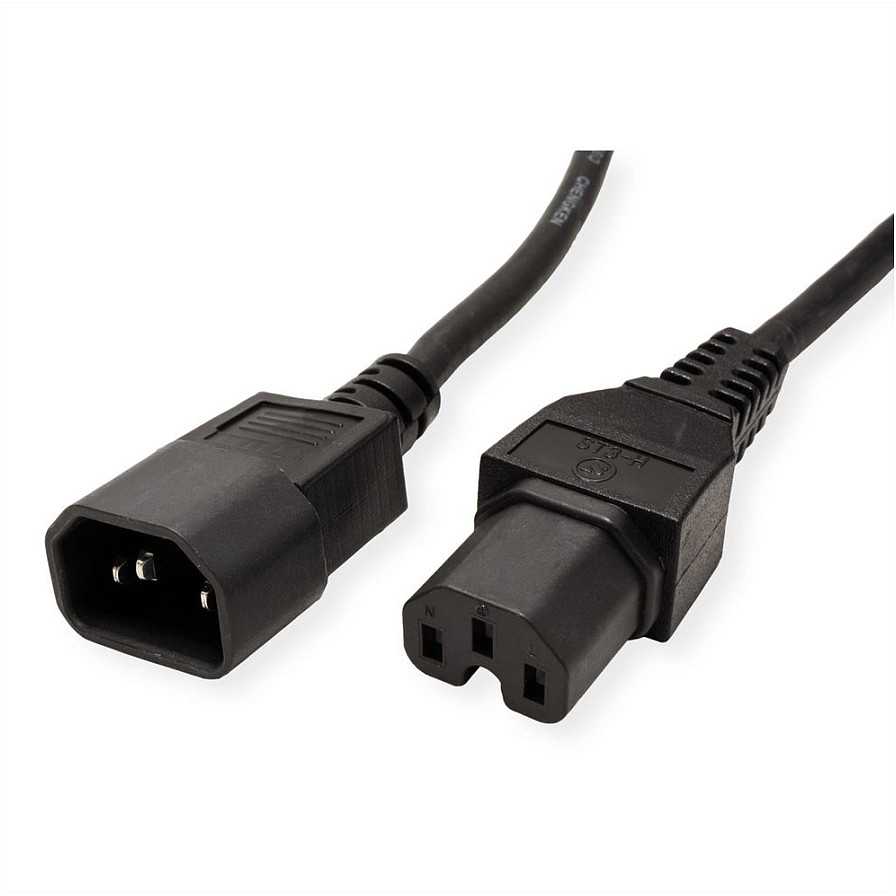 Vertė VALUE maitinimo kabelis IEC320/C14 kištukinis – C15 lizdinis maitinimo kabelis, juodas, 3 m
