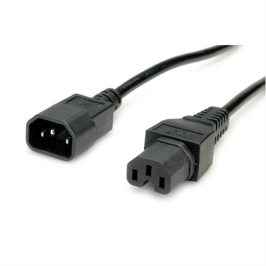 Vertė VALUE maitinimo kabelis IEC320/C14 kištukinis – C15 lizdinis maitinimo kabelis, juodas, 3 m