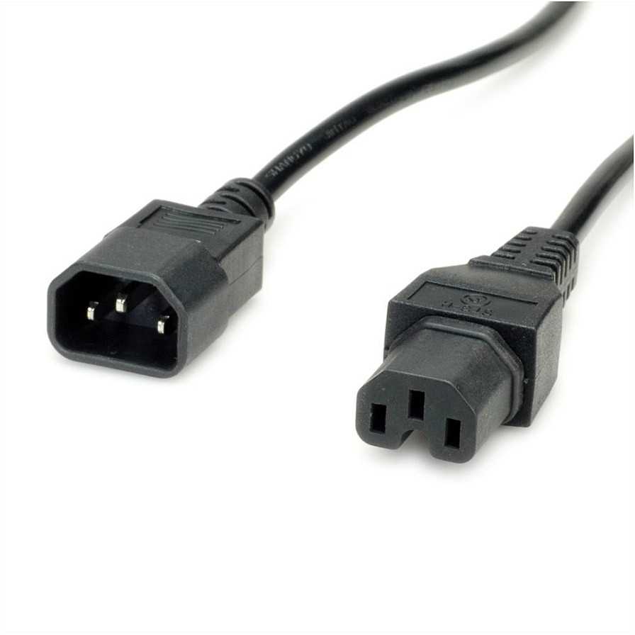 Vertė VALUE maitinimo kabelis IEC320/C14 kištukinis – C15 lizdinis maitinimo kabelis, juodas, 3 m
