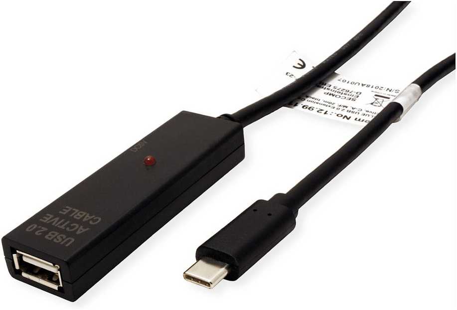 Value USB vertė USB-C – USB-A laidas 15 m Juodas
