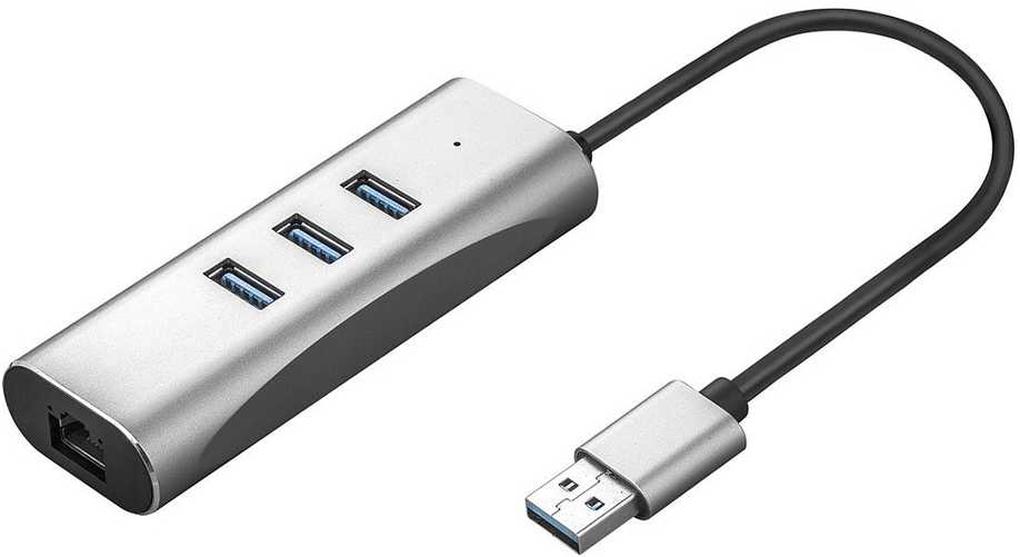 USB šakotuvas Value USB 3.2 Gen 1 į gigabito eterneto keitiklis + 3 prievadų USB šakotuvas