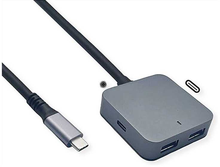 HUB USB Value VALUE Koncentrator USB 3.2 Gen 2, 4 porty (2x A + 2x C), su kablem przedłużającym, 3 m