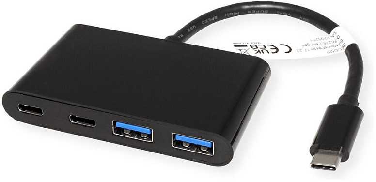 Value HUB USB vertė VERtė koncentratorius USB 3.2 Gen 2, 4x (2x A+ 2x C), C tipo prijungimo laidas