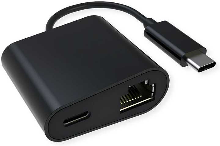 Value USB adapteris Triton USB-C - RJ-45 + USB-C, juodas (12.99.1118)