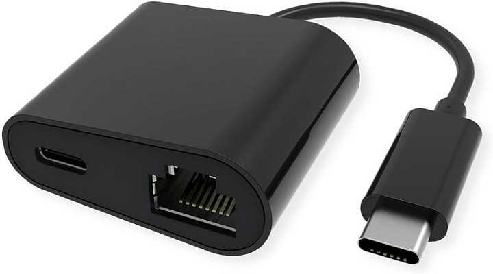 Value USB adapteris Triton USB-C - RJ-45 + USB-C, juodas (12.99.1118)