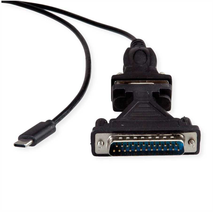AV vertė VALUE Adapterio keitiklio kabelis USB – nuoseklus, C tipas – RS232, juodas, 1,8 m