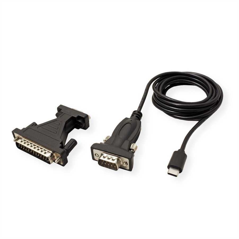 AV vertė VALUE Adapterio keitiklio kabelis USB – nuoseklus, C tipas – RS232, juodas, 1,8 m