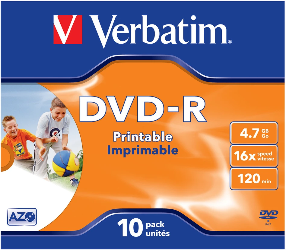 DVD-R Verbatim [ brangakmenių dėklas 10 | 4,7 GB | 16x | spausdinimui ]