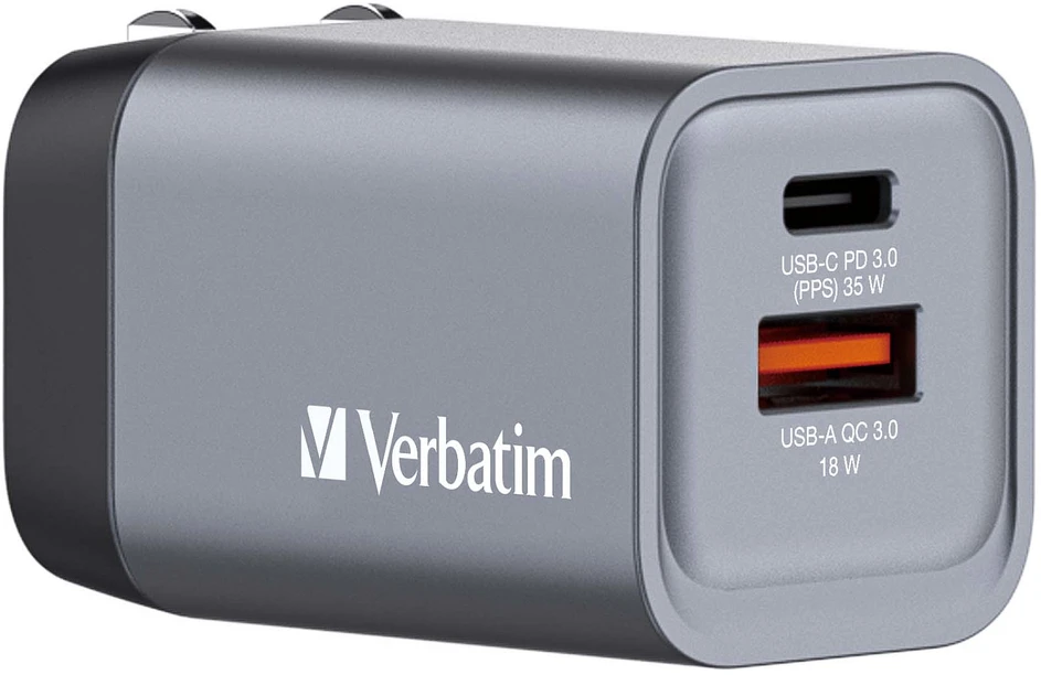 Verbatim GaN 35W Laidinis įkroviklis USB-C/USB-A + EU/UK/US Adapteris GNC-35 32200