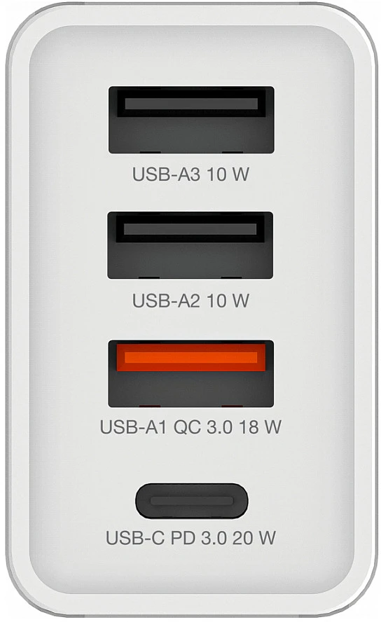 Verbatim 30W Laidinis įkroviklis 3xUSB-A/USB-C PD 3.0 CHR-30EU2 baltos spalvos 49701