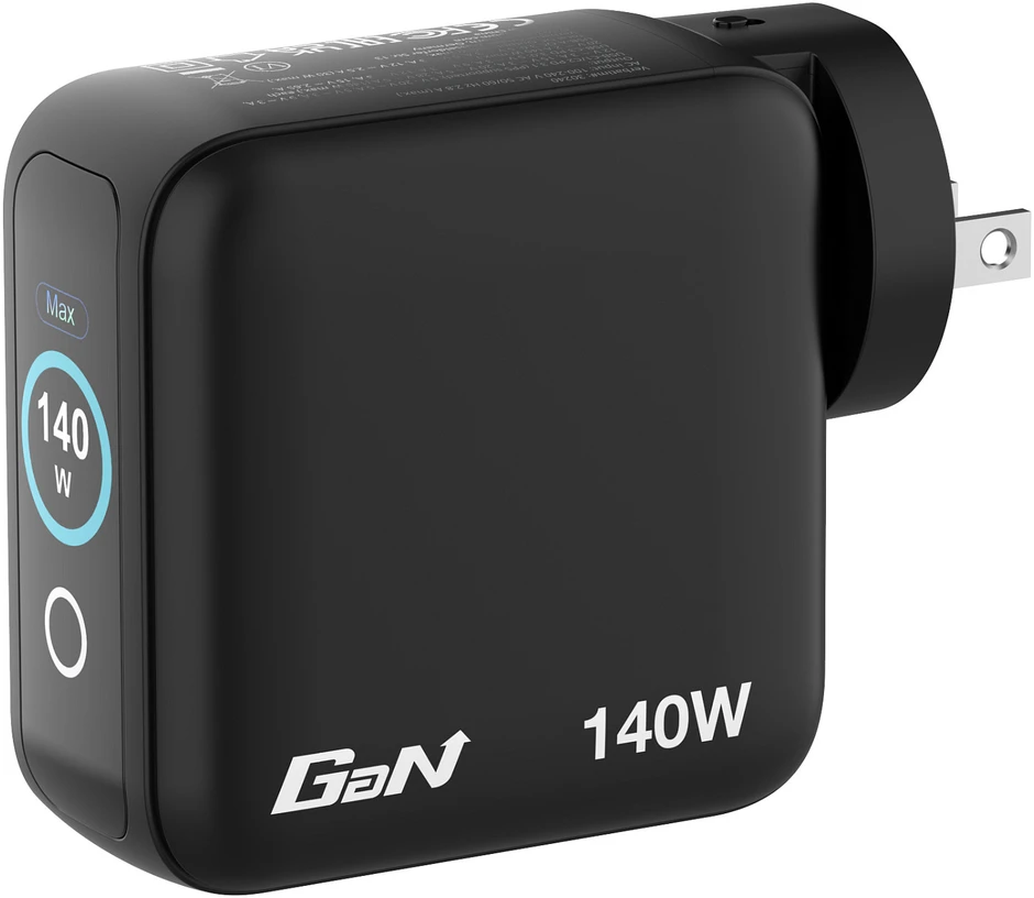 Verbatim Mini GaN Charger 140W with Ekranas, 3× USB-C PD, 1× USB-A QC 3.0, Juodas